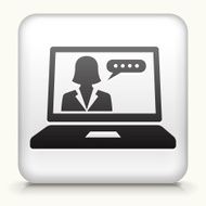 Square Button with Computer Communication