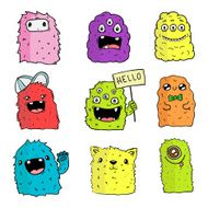 Vector set of isolated monsters illustrations N3