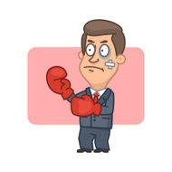 Businessman standing fighter in boxing gloves