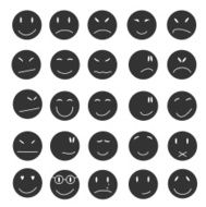 Smile face icons set expressions emotsii