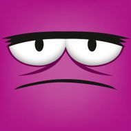 Vector Cute Cartoon Purple Grumpy Face N2