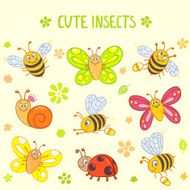 cute insects set