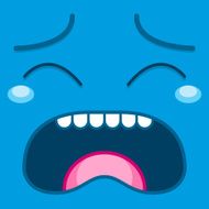 Vector Cute Cartoon Blue Crying Face N2