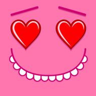 Vector Cute Cartoon Pink Face In Love N2