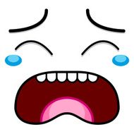 Vector Cute Cartoon White Crying Face N2