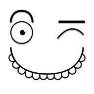 Vector Cute Cartoon White Winking Face N2