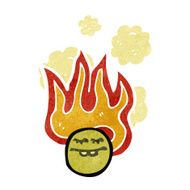 flaming face symbol retro cartoon
