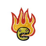 retro cartoon flaming emoticon face