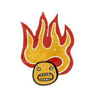 retro cartoon flaming emoticon face N2