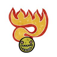 retro cartoon flaming emoticon face N4