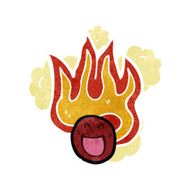 retro cartoon flaming face symbol N3