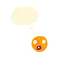 retro cartoon emoticon face with thought bubble N2