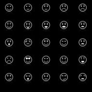 Circle face icons with reflect on black background