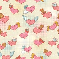 Valentine seamless pattern with smiling hearts N2
