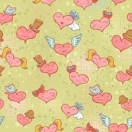 Valentine seamless pattern with smiling hearts N3