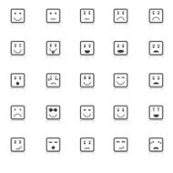 Square face icons with reflect on white background