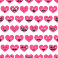 Seamless pattern with Valentine hearts smiles