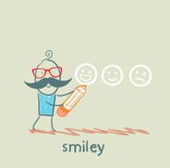 man with a pencil draws smiles