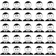 Office smileys set black contour