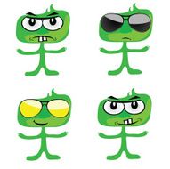 funny green people vector art illustration
