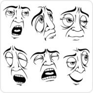 Sleepy face - vector set