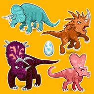 Herbivorous Ceratopsid Rhino Dinosaurs Sticker Collection Set