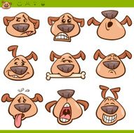 dog emoticons cartoon illustration set N2