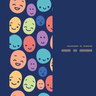 Vector funny faces vertical frame seamless pattern background