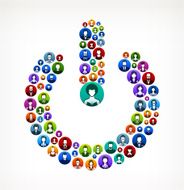 Power Button People Faces Community and Communication Pattern
