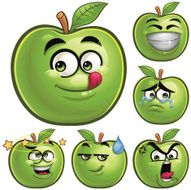 Green Apple Cartoon Set A
