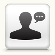 Square Button with man Communication Head