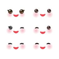 Kawaii funny muzzle with pink cheeks and winking eyes