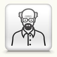Square Button with Elderly Man Face