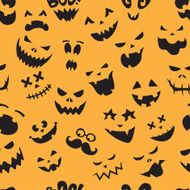 Seamless pattern Of Vintage Happy Halloween flat emotocons N8