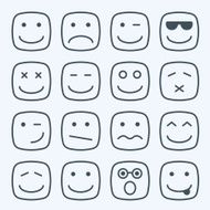 Thin line emotional square yellow faces icon