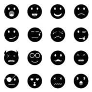 Emotion round face icons on white background