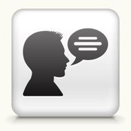Square Button with Man &amp; Chat bubble