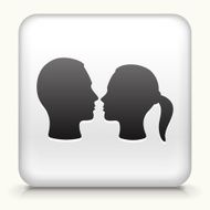 Square Button with New Year&#039;s Kiss