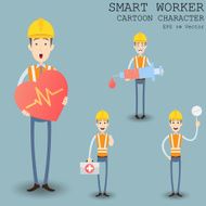 Smart worker cartoon character eps 10 vector illustration N15