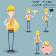 Smart worker cartoon character eps 10 vector illustration N17