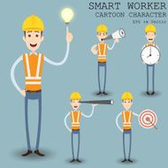 Smart worker cartoon character eps 10 vector illustration N18