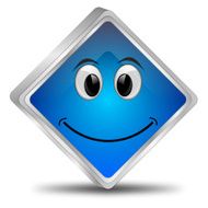 Button with smiling face