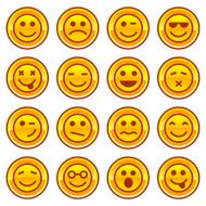 Smiley coins gold icons signs symbol set