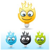 Light bulb character on Fire