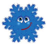 Blue snowflake with eyes