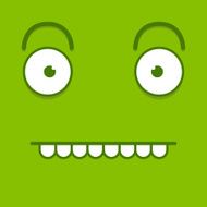 Vector Cute Cartoon Green Funny Face N2