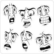 Frightened expression - vector set