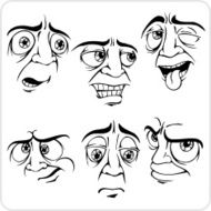 Sad facial expressions - vector set N2