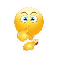 Emoticon pointing at watch