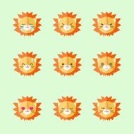 Vector minimalistic flat lion emotions icon set N2